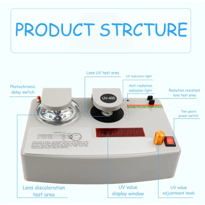 UV Protection Test UV400 Tester Measurer Lens Radiation Resistance Test Lens Photochromic Test Multifunctional Glasses Equipment 3