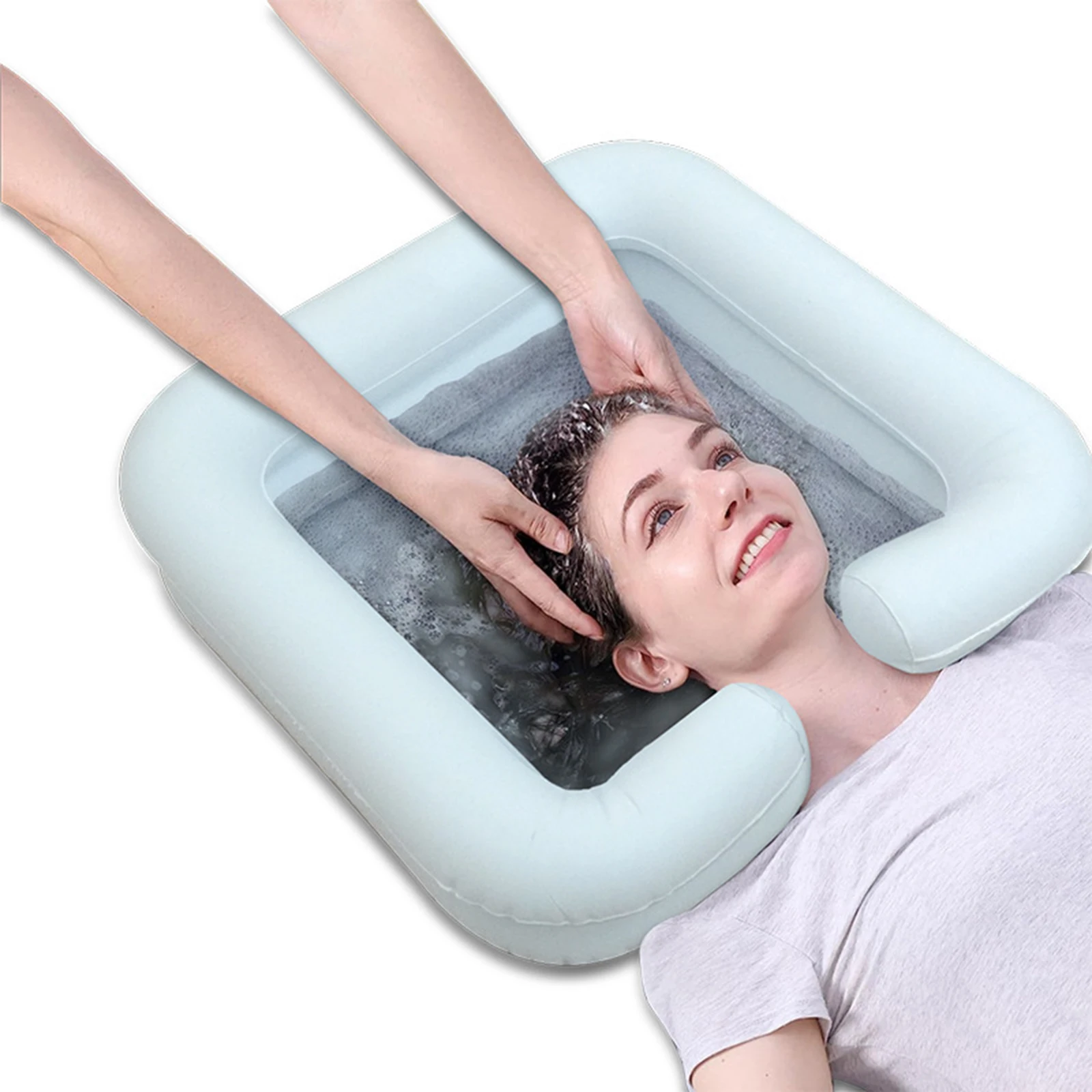 Portable Inflatable Shampoo bowl Bed Hair Wash Bowl with Drain with Pillow Hair Washing Basin Washbasin Elderly Travel