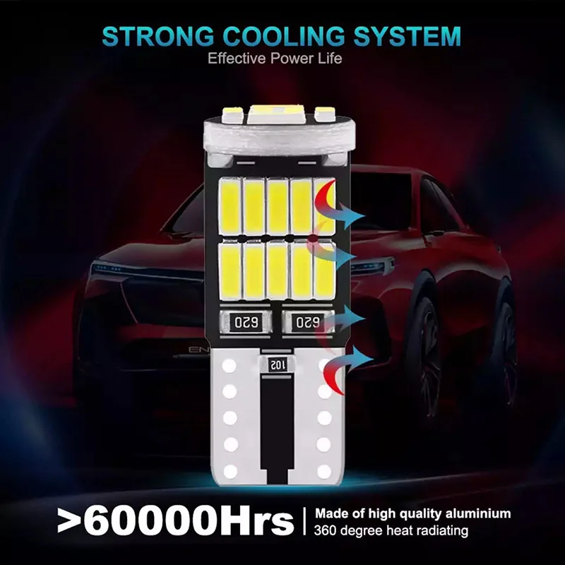 W5W Led T10 168 194 Signal Lamp Canbus 4014 26SMD For Car Interior Map Dome Parking Position Lights 10Pcs led car lights