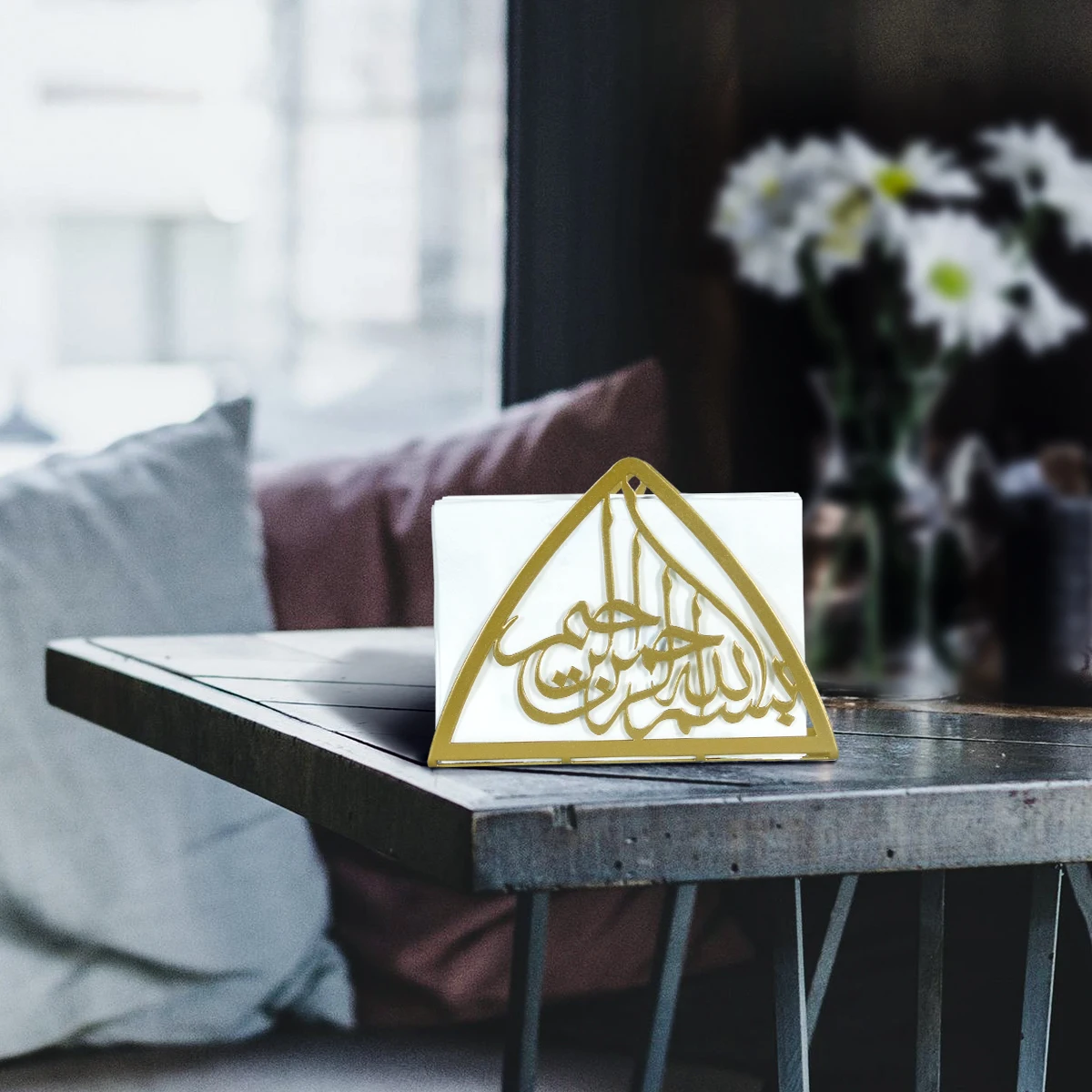 1pc, Metal Islamic Table Napkin Holder. Paper Towels and Napkins, Decorative Ornaments for Muslim Home Tabletops 2