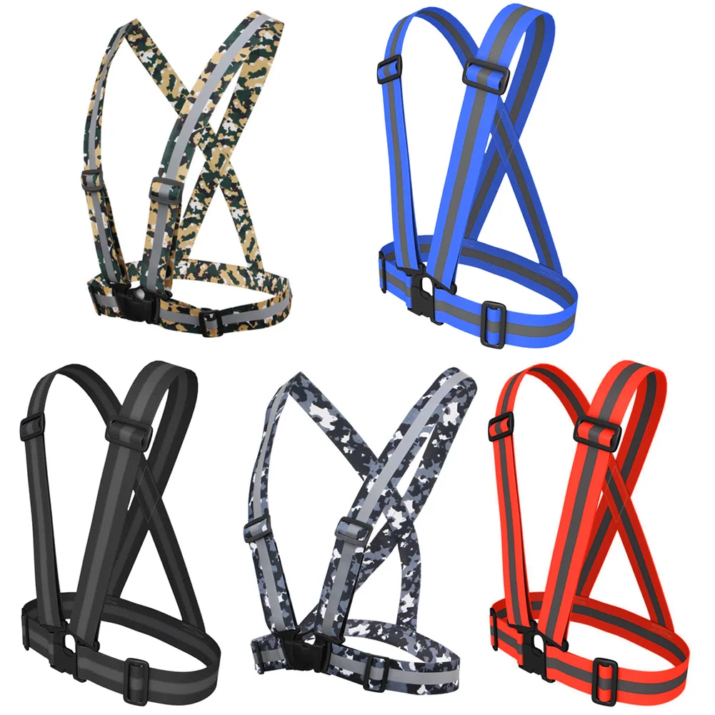 Reflective Safety Vest Reflective Straps Safety Vest High Visibility Outdoor Reflective Belt Reflective Running Vest for Night Running Jogging Walking Cycling