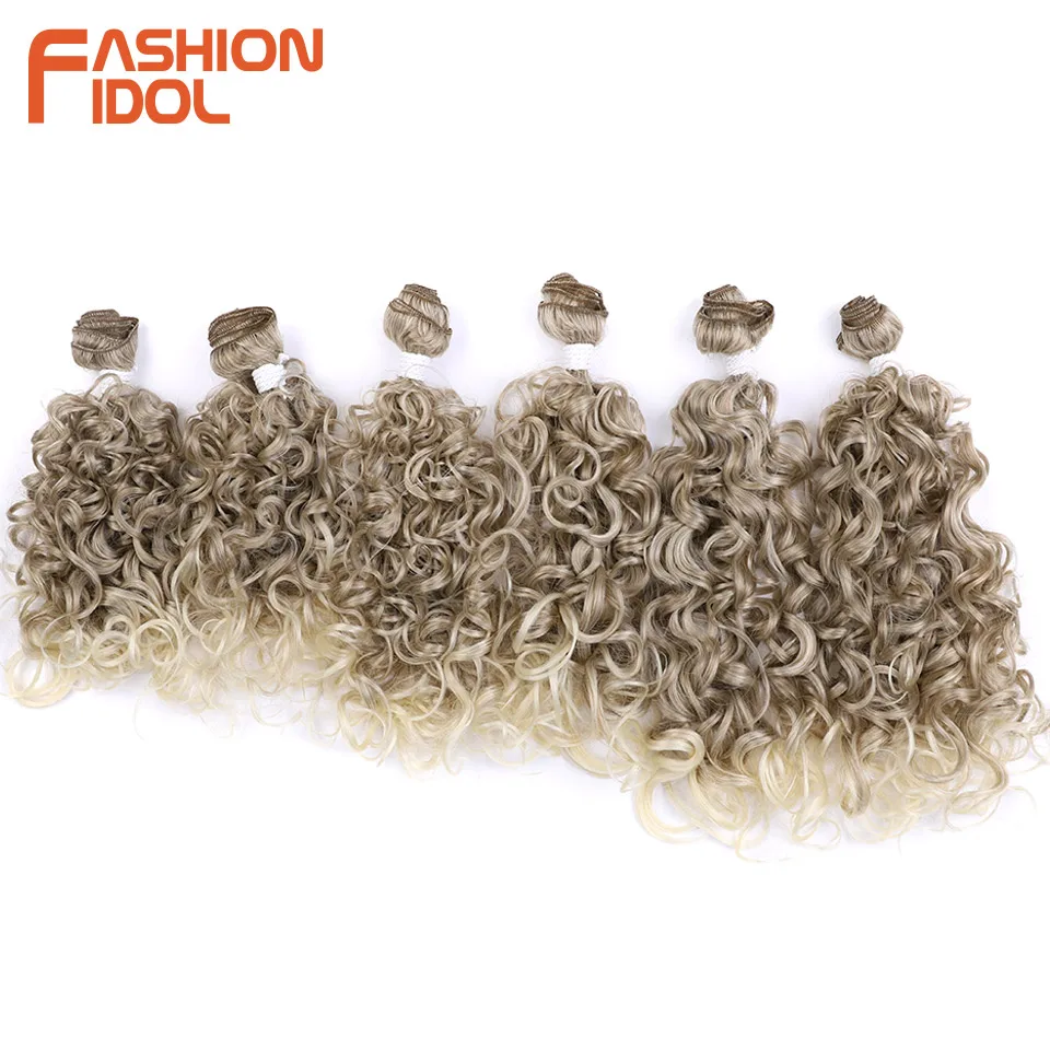 18 20 22 inch Synthetic Hair 6pcs Deep Wave Hair Bundles Ombre Brown High Temperature Fiber Weave Extensions Hair Extensions