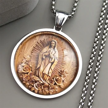 Our Lady of Guadalupe Glass Medal Necklace 1