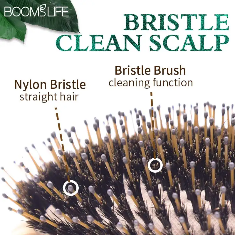 Boar Bristle Hair Brush Women Wood Bamboo HairBrush Professional Curly Airbag Scalp Brush Comb Hair Beauty Care Salon Tools hair comb,curly hair brush,hair styling tools,hair brush comb
