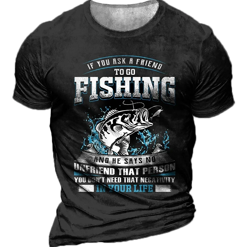 

Мужская повседневная винтажная Классическая футболка с 3D-принтом, с круглым вырезом и короткими рукавами, свободная модная индивидуальная рубашка для улицы, рыбалки, 2023