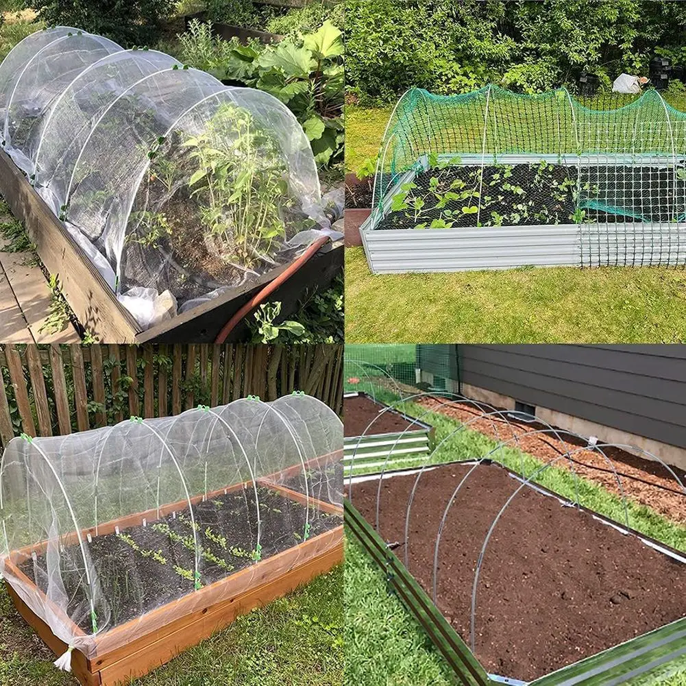 

Fiberglass Garden Tires for DIY Plant Tunnel Arches and Frost Protection Steel Connectors and Ground Spikes for Raised Beds