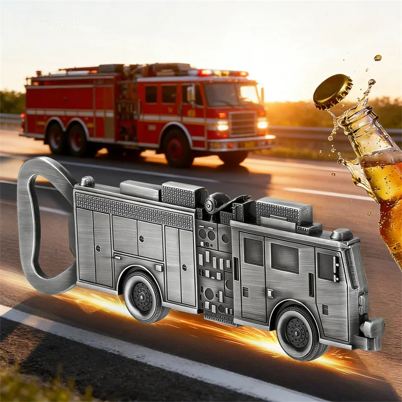 Neuartiger Feuerwehrauto-Design Flaschenöffner für Küche, Club, Bar, Gadget, Hochzeit, Party-Accessoire mit Tasche, Geschenk für Feuerwehrmann – Detail 4