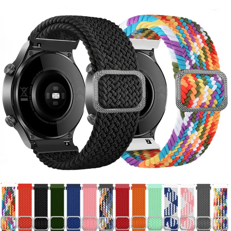 

22mm 20mm Braided Nylon Strap for Samsung Galaxy Watch4/5/6 Amazfit GTR Adjustable Solo Loop Belt for Huawei Watch 3/4/GT4 Band