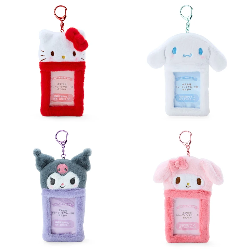 

Kawaii Anime Hello Kitty Sanrio Plush Card Cover My Melody Kuromi Cinnamoroll Id Holder Keychain Bus Card Student Campus Card