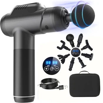 Portable Fascia Gun Vibration Massage Gun For Body Neck Back Deep Muscle Relaxation Fitness Slimming 8 Replacement Heads