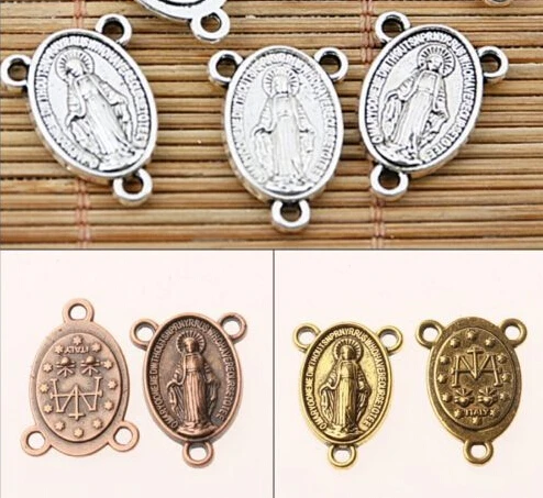 

17*12mm Catholicism Religious Connector Design with 3 Holes In 3 Colors To Choose 30pcs Unit Beads for Jewelry Making