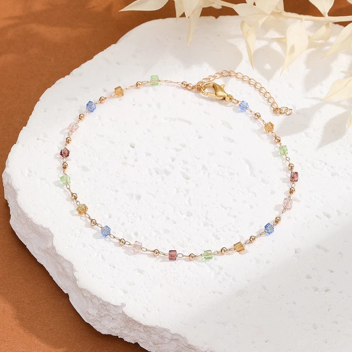 Kinitial Bohemia Colorful Crystal Anklets For Women Girls