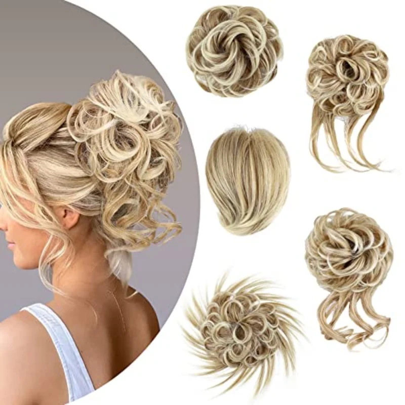 5 messy bun hair patches for women's bun hair patches messy curly for extensions ponytail elastic