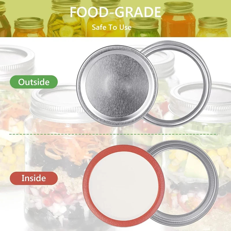 20Pcs Mason Jar Lids & Rings Set for Regular Mouth Canning Split-Type & Leak Proof Lids for Ball Kerr Jars 70 MM