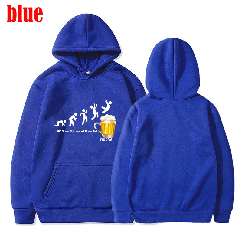 Friday Beer Print Men\'s Hoodies Funny Graphic Print Shirts Women Men Pullovers Streetwear Hooded Sweatshirts