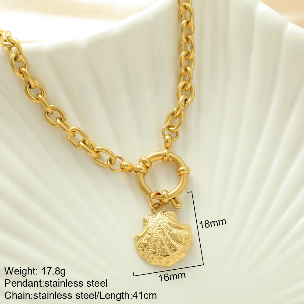 Neue Stil Edelstahl Anhänger Halskette GoldenOcean Serie Mode Europäischen und Amerikanischen frauen Chunky Schmuck Großhandel – Detail 7