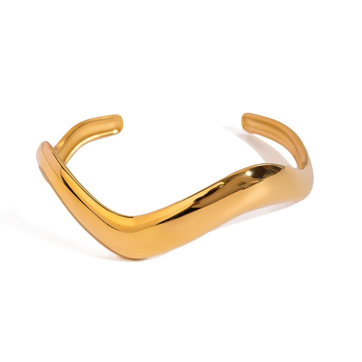 Youthway Geometric Wave Stainless Steel Cuff Bracelet Bangle Minimalist Waterproof Metal Wrist Brand Unusual Jewelry for Women