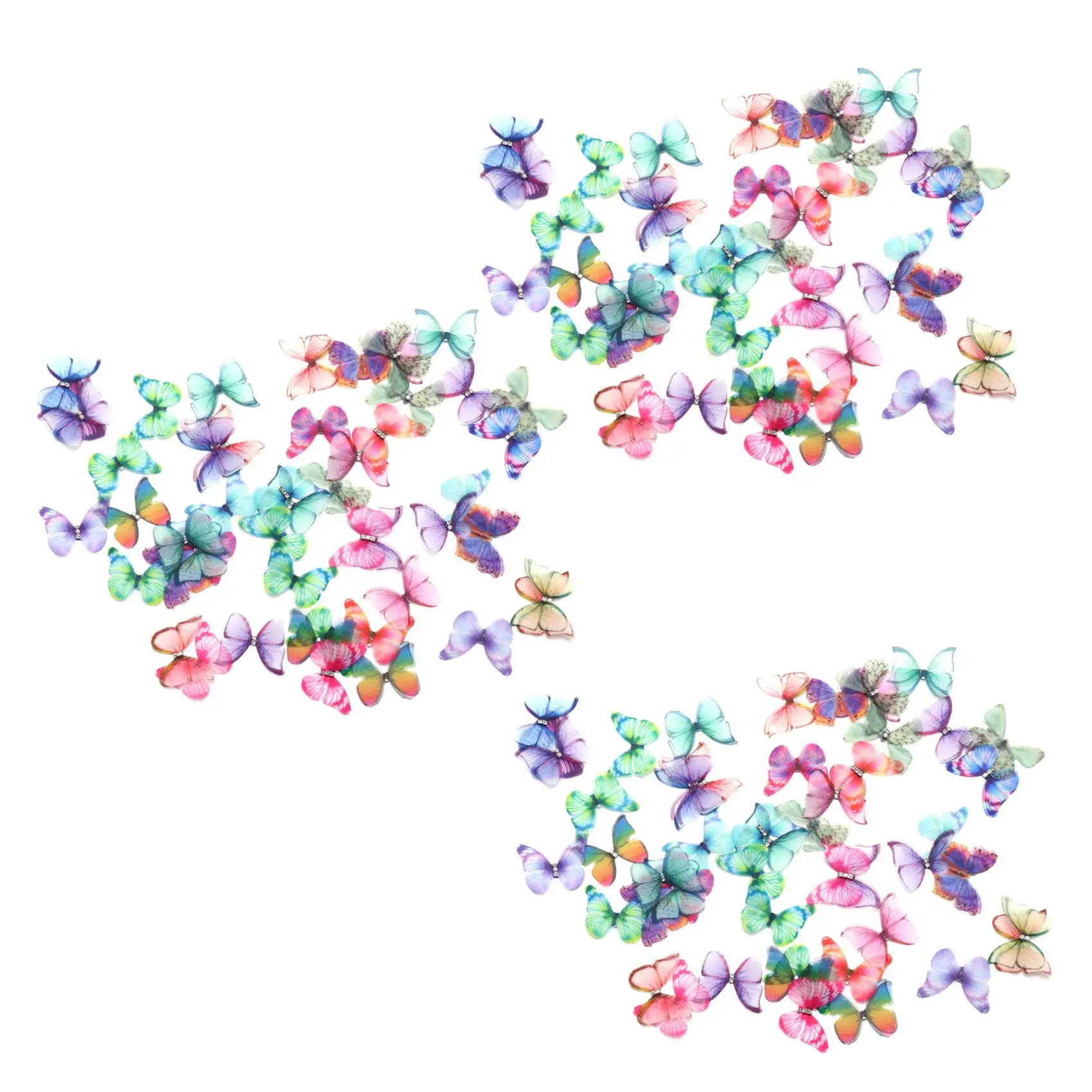 

150 шт., прозрачная шифоновая бабочка из органзы, 38 мм