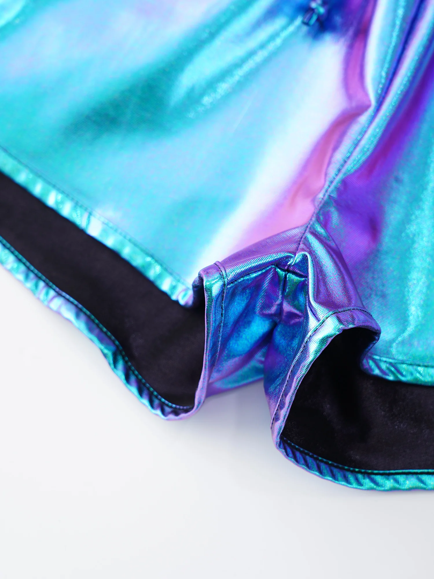 Metallisch glänzende Hip-Hop-Jazz-Tanz-Shorts für Mädchen, Kordelzug, elastischer Bund, Hotpants für Schule, Show, Cheerleading-Auftritt – Detail 26