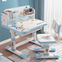 Kids Functional Desk And Chair Set Height Adjustable Children School Study Table Chair Set With Cartoon Pattern Writing Board 2