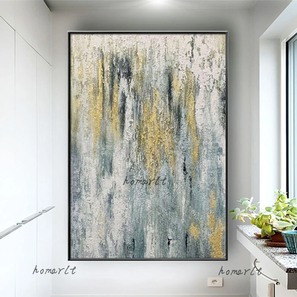 

Modern Design Gold Foil Hand-painted Abstract Oil Painting Decor Living Room Large Wall Art Picture On Canvas For Home Living