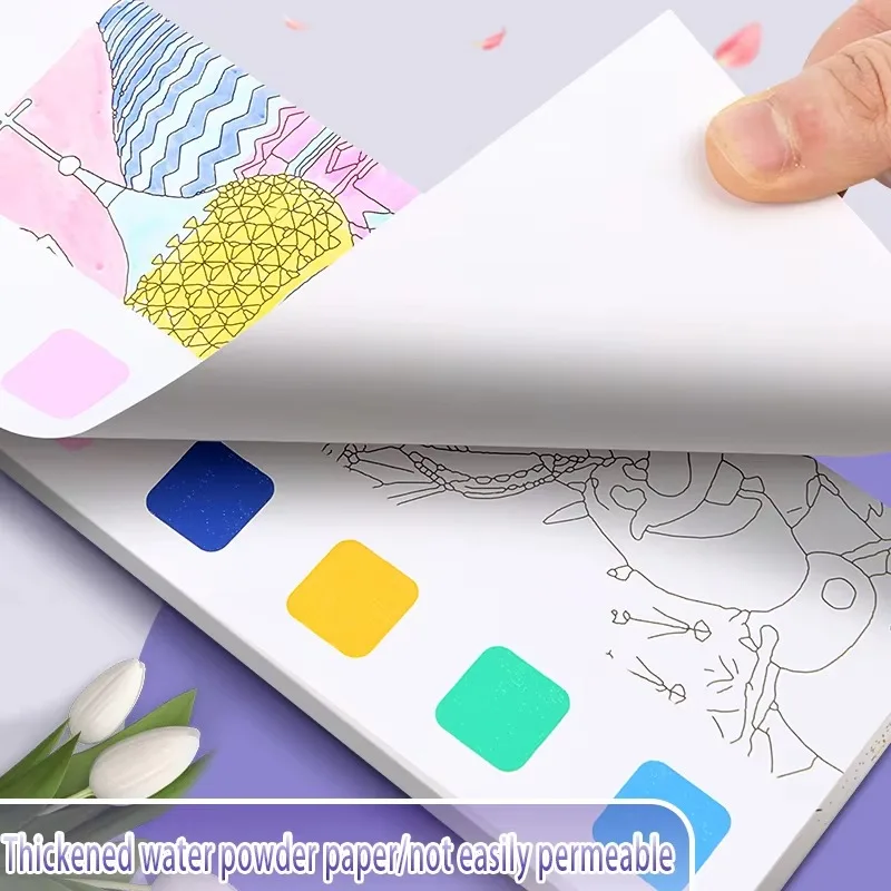 Early Education Watercolor Coloring Book Children's Graffiti Painting with Pigment Tracing Book for Kids Drawing Art Supplies 3