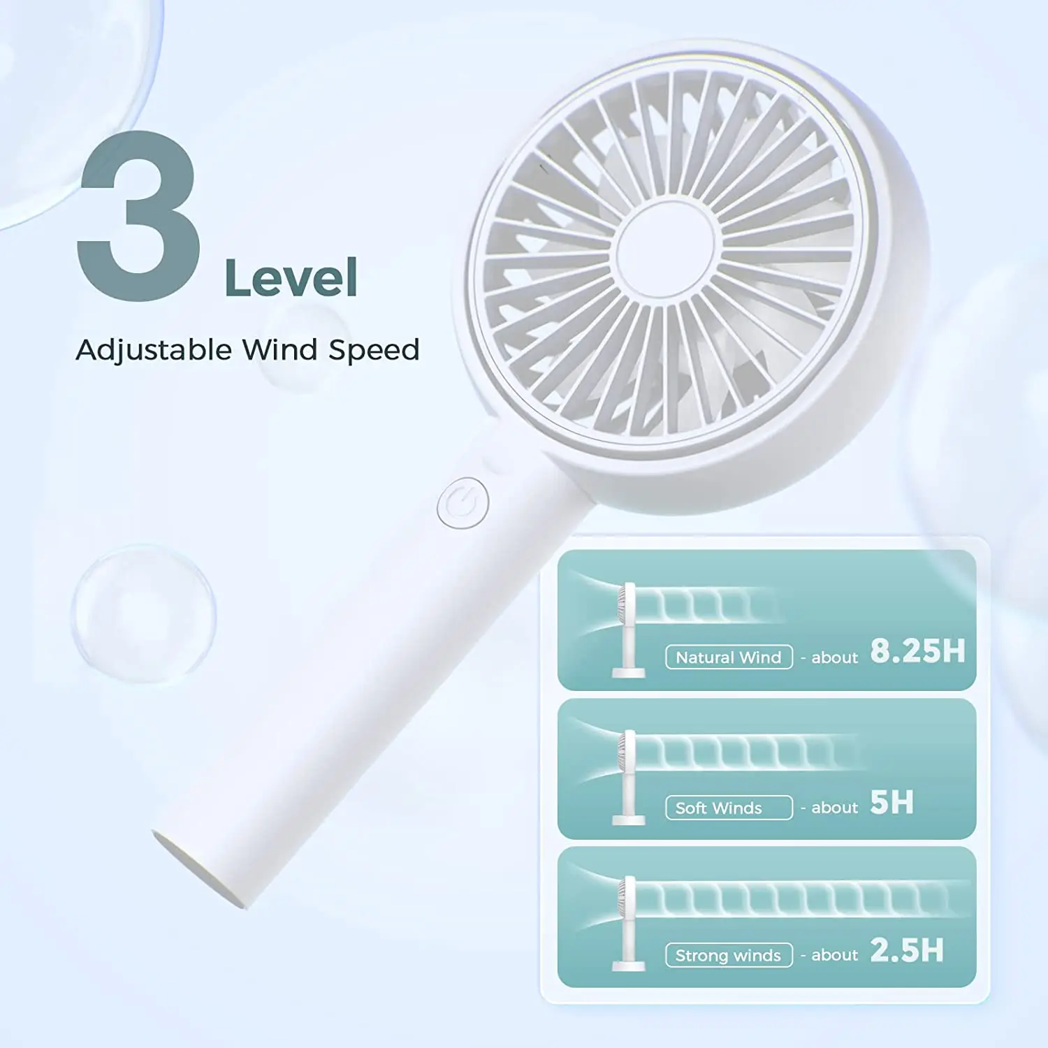 Three-speed Adjustable Mini Fan Portable Fan USB Charging Hand-held Small Fan Portable Electric Fan Anywhere Can Be Used