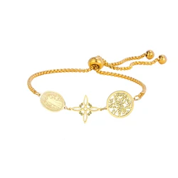 Stainless Steel Triple Protection Charm Bracelet - 17cm (Gold color)