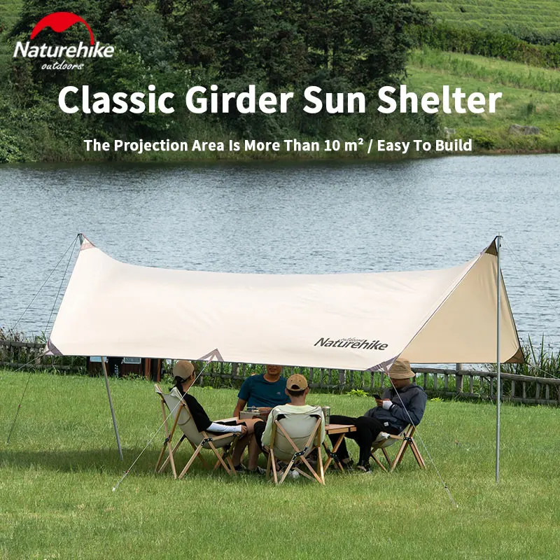 Naturehike Outdoor Canopy Awning Sun Shade Camping Tarp Tent Waterproof 4-6 People Picnic Beach 150D Encryption Oxford Cloth