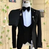 2024 Gorgeous Solid Men Suits 3 Piece Set Elegant Groom Wedding Tuxedo Formal Prom Party Male Suit Slim (Blazer+Vest+Pants) 3