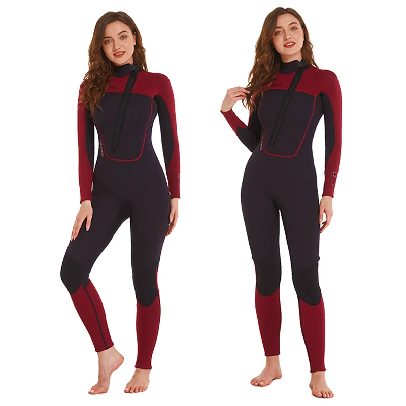 3 MM Neoprene Wetsuits Adult Swimwears Diving Suits Long Sleeves Ladies Surfing Rash Guards Snorkel One Pieces