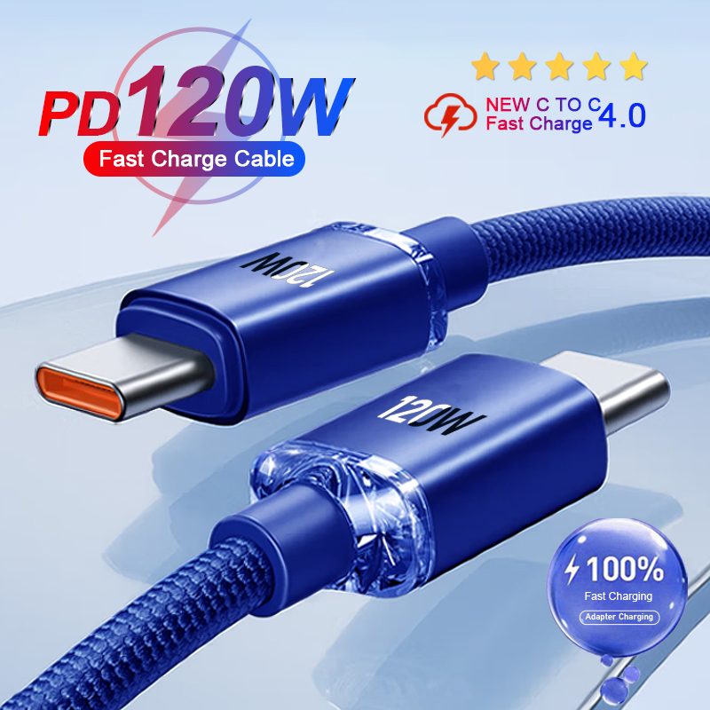 120W Type C To Type C Cable For iPhone 15 Pro Max Samsung PD Fast Charge USB C Data Cord For Xiaomi Huawei Quick Charging Cables