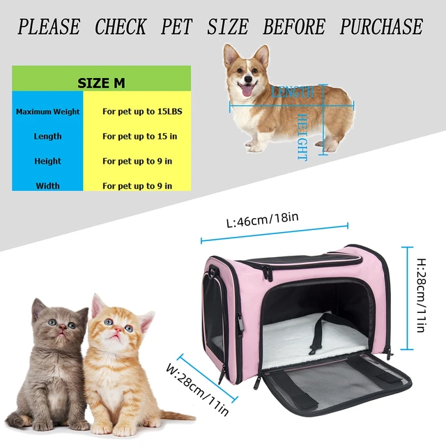 Cat, Dog Carrier for Small Medium Cats Puppies up to 15 Lbs, TSA Airline Approved Carrier Soft Sided, Collapsible Travel Puppy C 5