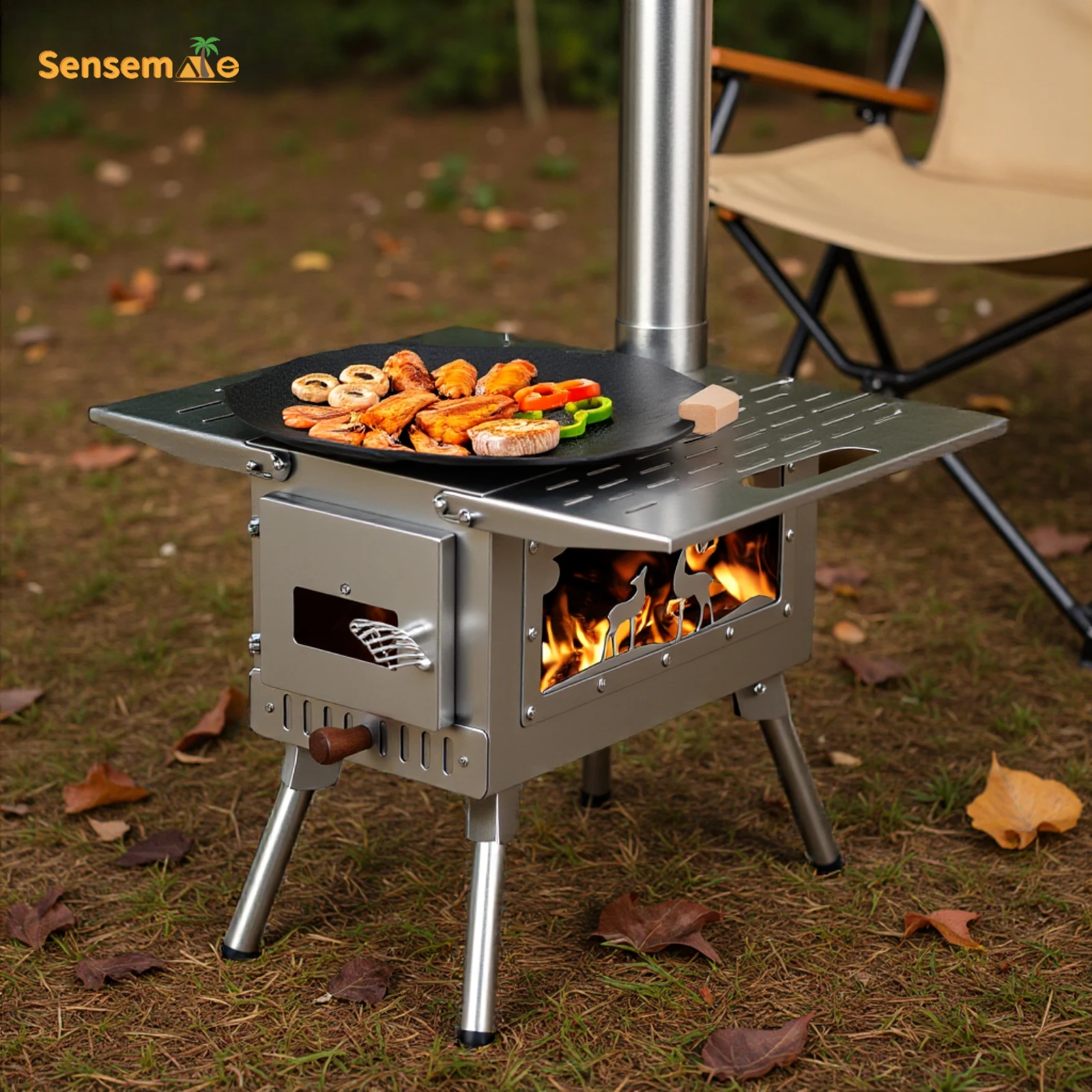 Folding Wood Stove Grill 1