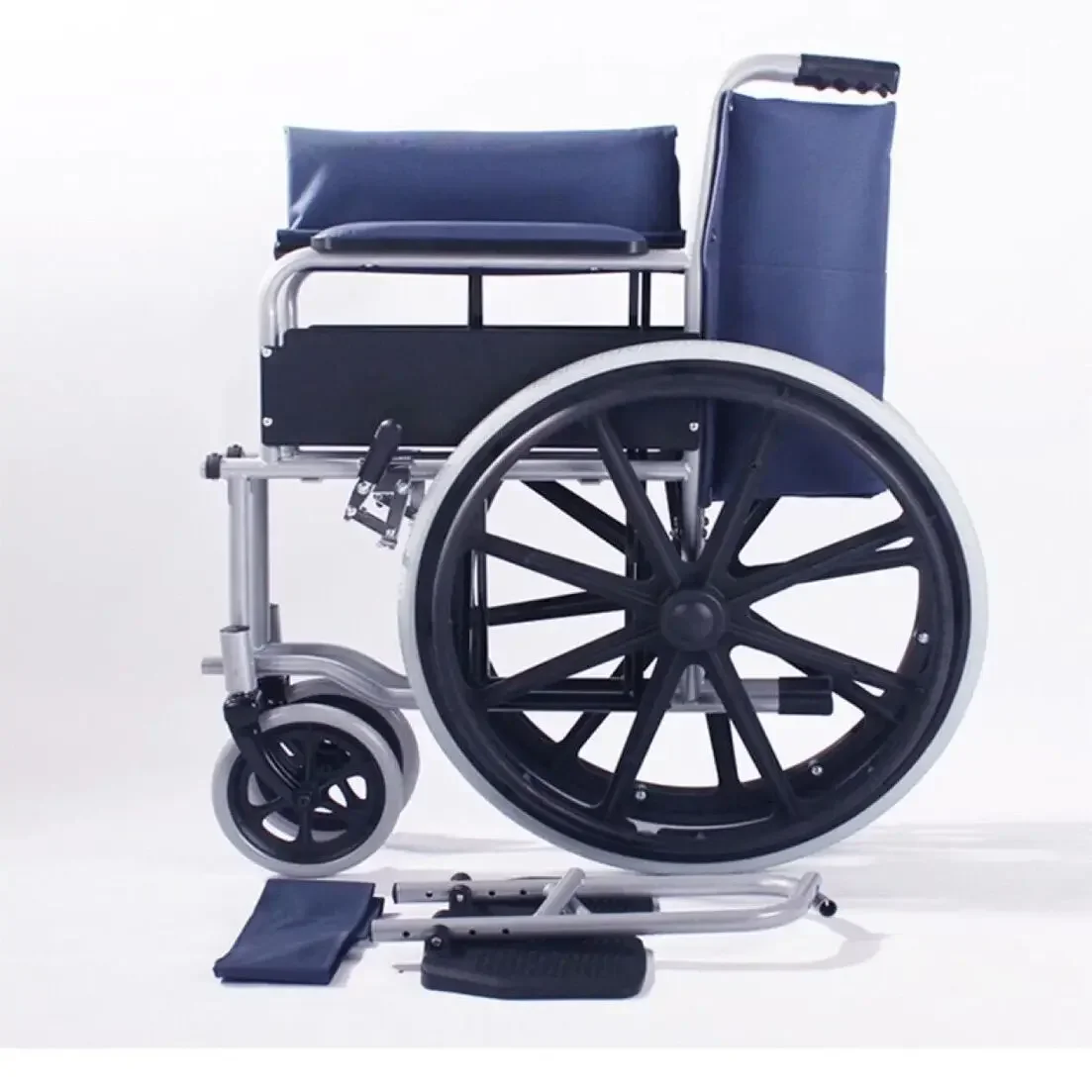 Manual Wheelchair with Mag rear wheel High Carbon Steel Folding Lightweight Parking Brake with Foot Pedal