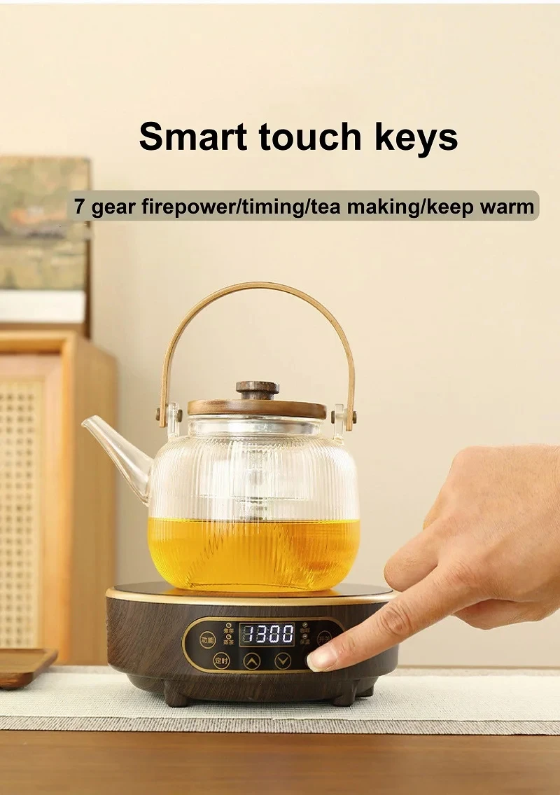 Description Picture 4 of item1300W Electric Ceramic Stove Tea Stove Electric Hot Plate Heater Stove 7 Gear Heating Furnace Smart Mini Glass Tea Maker 220V