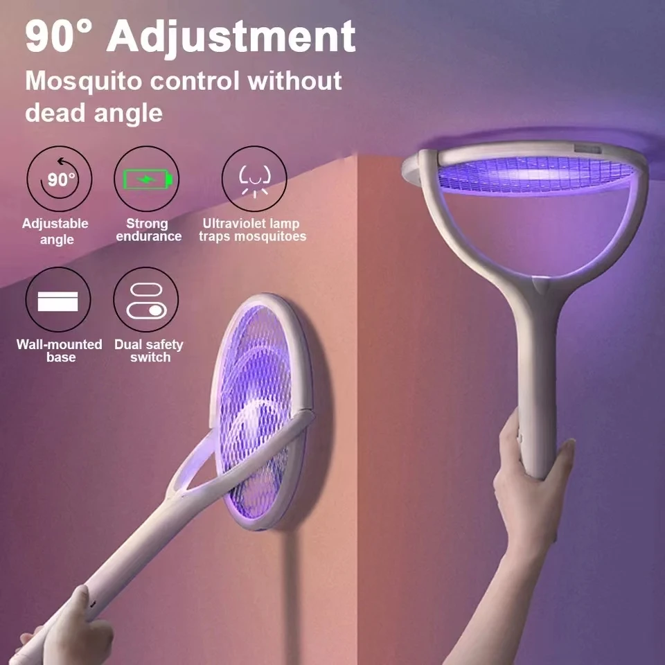 5 In 1 Scacciamosche Elettrico 3500V Usb Ricaricabile Mosquito Killer Lampada Racchetta Regolabile Bug Zapper Fly Bat