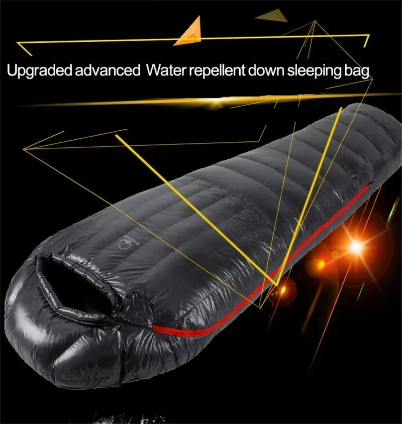 Upgraded High-grade White Goose Down Camping Sleeping Bag with Water Repellent Treatment Warm Insulated Fit for Cold Weather sleeping bag,survival sleeping bag