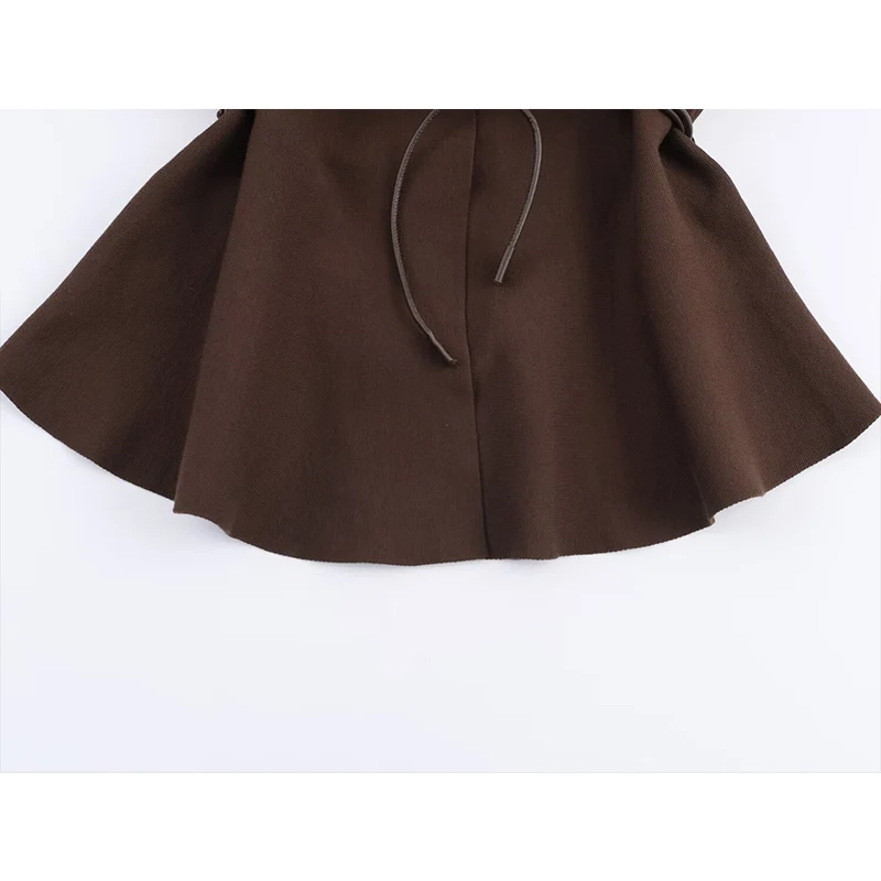 2025 Women Jacket Fashion With Belt Knitted Short Coats Women Casual Loose High Street V Necl Long Sleeve New Jackets Outerwear