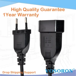 European 2 - Prong Power Extension Cable - Male to Female, Available in Multiple Lengths (5M)