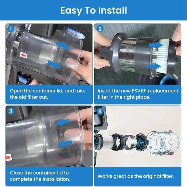 Daaxing Zylindrischer Filter Für Lubluelu 202 & Oraimo OSV-102 – 4 Stück, Waschbar & Wiederverwendbar