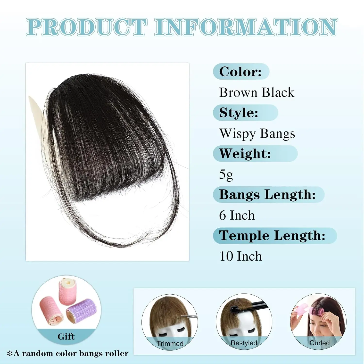 Hair Extensions Wispy Bangs Clip in Air Bangs Fringe Temples Hairpieces Women