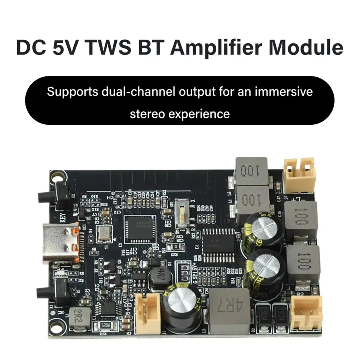 A40I DC 5V 2x10W 듀얼 채널 강화 알고리즘 BT 앰프 보드 DC 5V BT 앰프 모듈 타입 C
