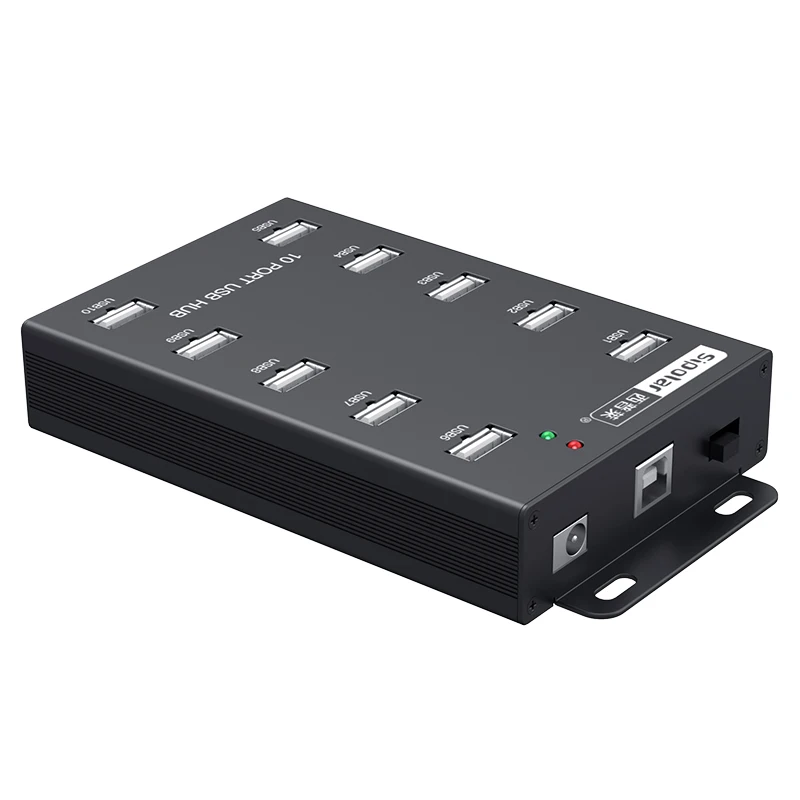 

Sipolar A-300 10 ports wall and desk metal USB 2.0 hub industrial powered usb por hub with power supply for Bitcoin Miner