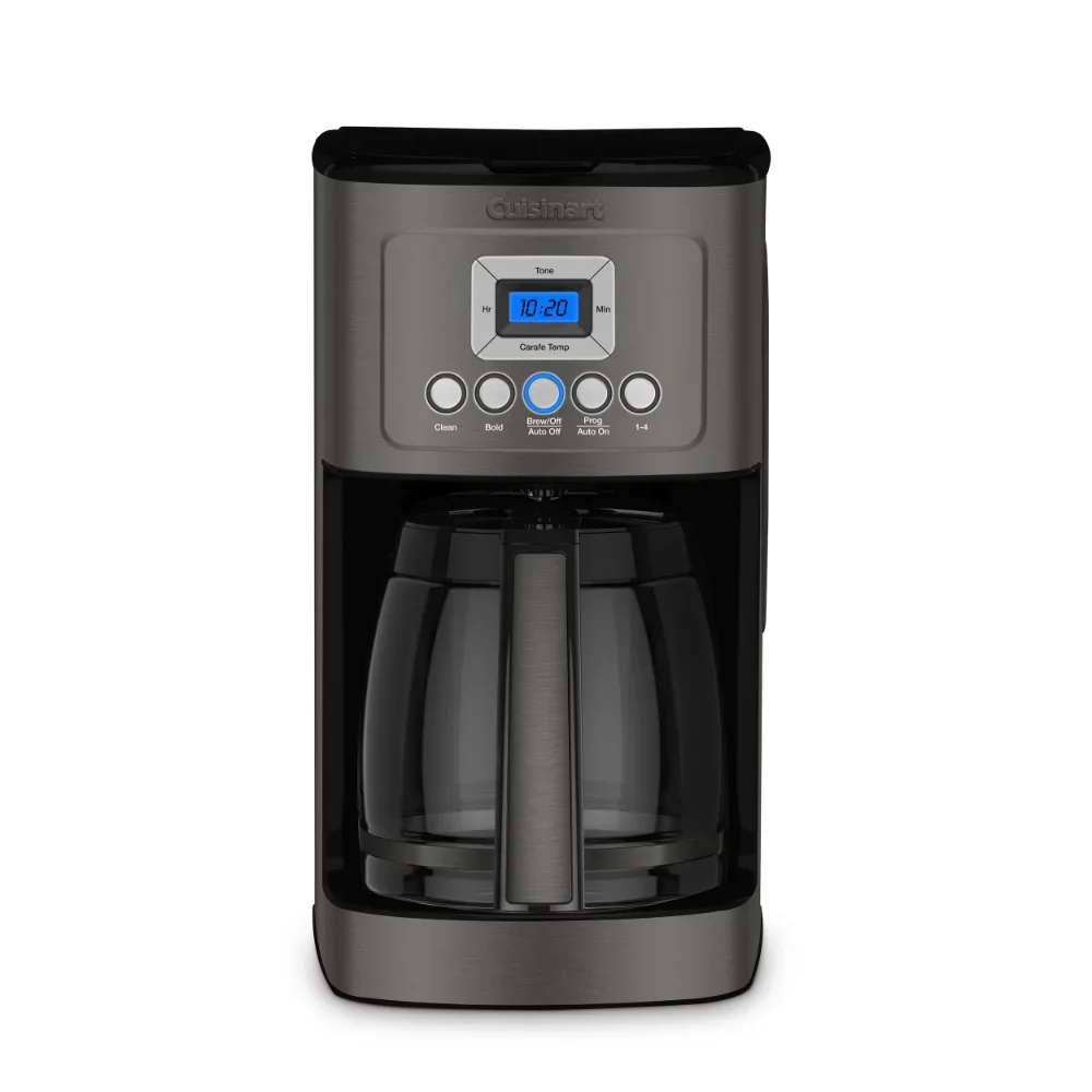

14 Cup Programmable Coffeemaker, Black，Charcoal Water Filter Removes Impurities,Grind-Off Feature