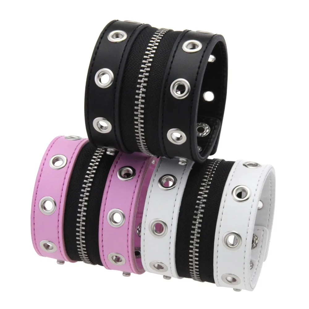Fashion Vintage Punk Style Leather Bracelets Unisex Rivet Zipper Gothic Hip-Hop Rock Style Leather Bracelets Gifts