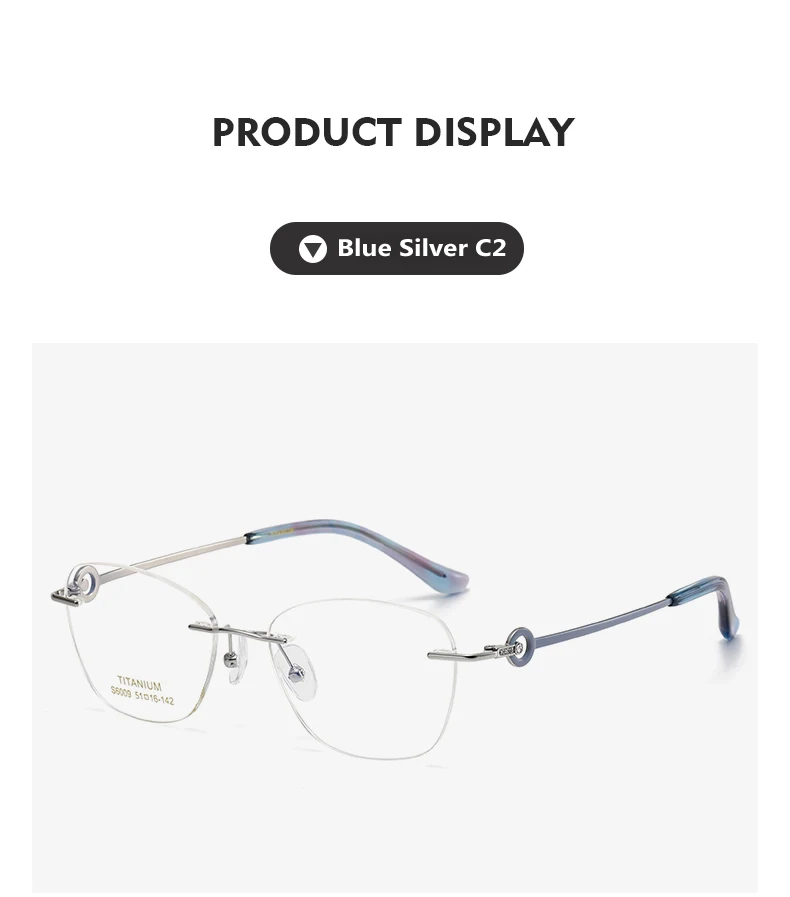 Oveliness Women's Rimless Oval Cat Eye Titanium Eyeglasses 9