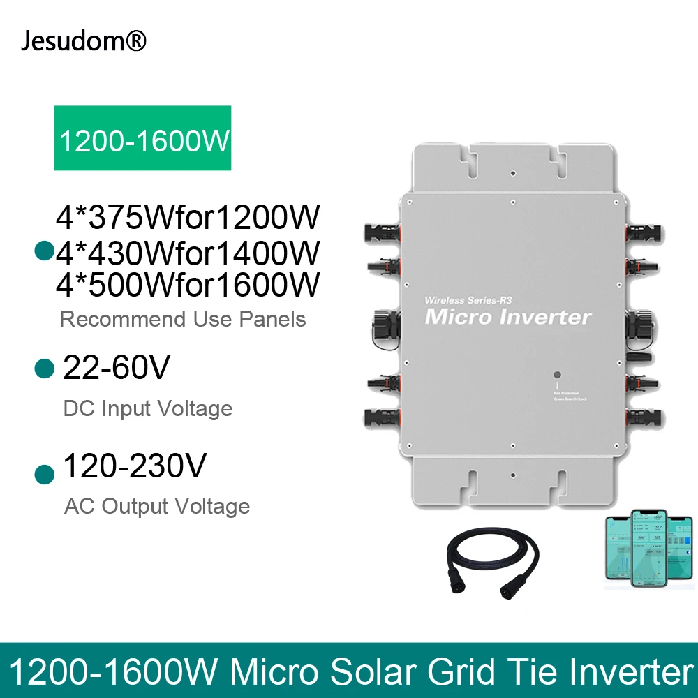 1200w1400w1600w Wireless Series R3 Micro Inverter Wvc Solar Grid Tie