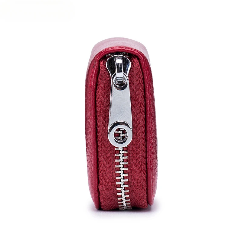 Men's Genuine Leather RFID Blocking 12 Card Holder Wallet with Zipper Organizer for Women Anti-Theft Credit Card Case