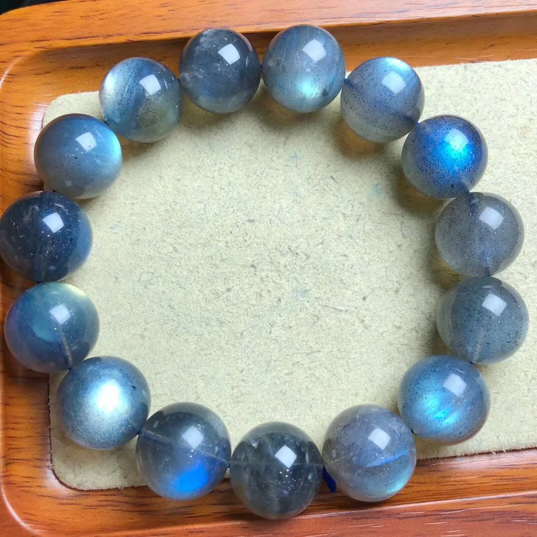 

1 Pc Fengbaowu Natural Labradorite Gray Moonstone Bracelet Round Beads Reiki Healing Stone Fashion Jewelry Gift For Women Men